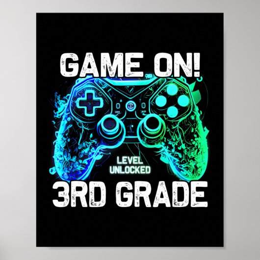 Ck To School 3rd Grade Boys Gamer First Day School Poster (Vorne)
