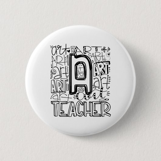Ck to School Art Teacher Typografie Button (Vorderseite)