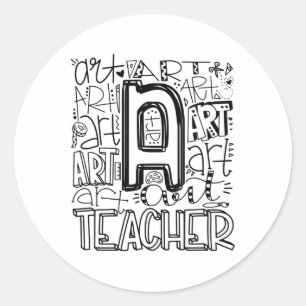 Ck to School Art Teacher Typografie Runder Aufkleber