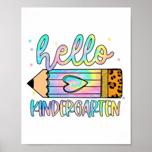 Ck To School Hello Kindergarten Leopard Gefärbte K Poster
