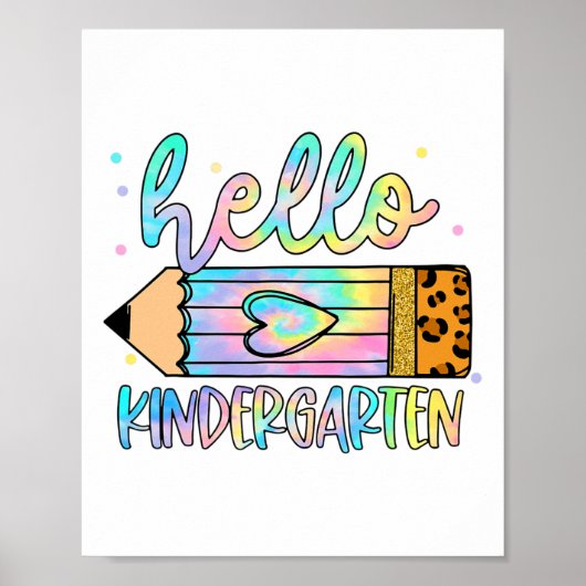 Ck To School Hello Kindergarten Leopard Gefärbte K Poster (Vorne)