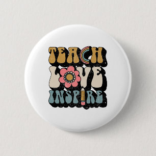 Ck to School Teach Liebe Inspirierte Retro Teacher Button