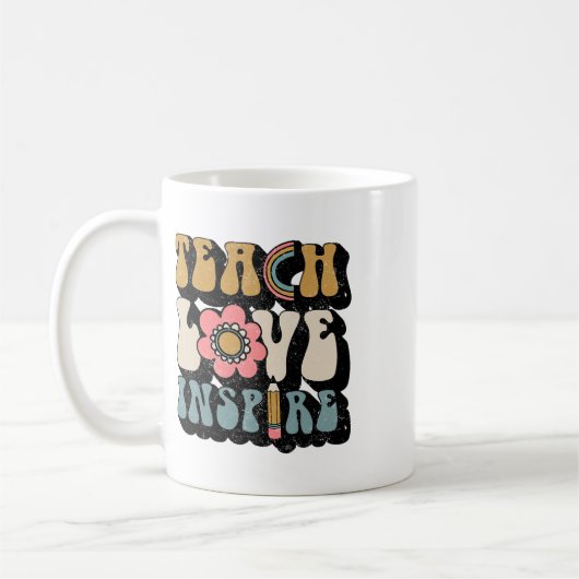 Ck to School Teach Liebe Inspirierte Retro Teacher Kaffeetasse (Links)