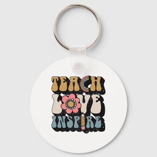 Ck to School Teach Liebe Inspirierte Retro Teacher Schlüsselanhänger (Vorderseite)