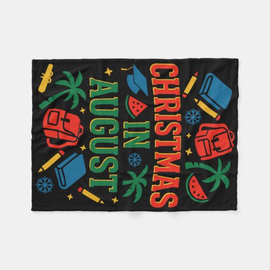 Ck to School Xmas Palm Tree Abschluss Weihnachten Fleecedecke (Vorderseite (Horizontal))