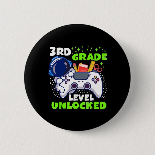 Ck Zur Schule 3. Klasse Freigeschaltet Gamer Junge Button (Vorderseite)