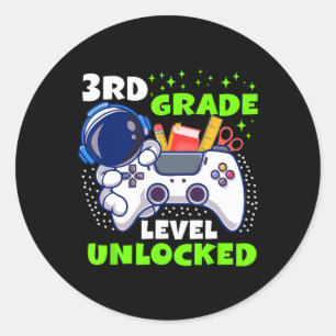 Ck Zur Schule 3. Klasse Freigeschaltet Gamer Junge Runder Aufkleber