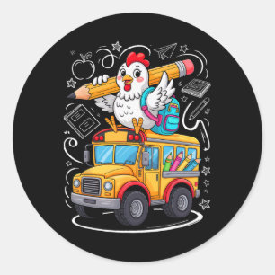 Ck Zurück Zur Schule Huhn Schulbus 100 Tage Schule Runder Aufkleber