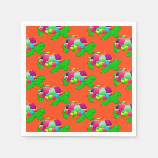CKC Lil Glass Turtle Orange Paper Party Napkins Serviette (Vorderseite)
