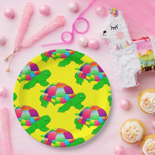 CKC Litze Glasschildkröte, Gelb-Papier-Party-Telle Pappteller (Party)
