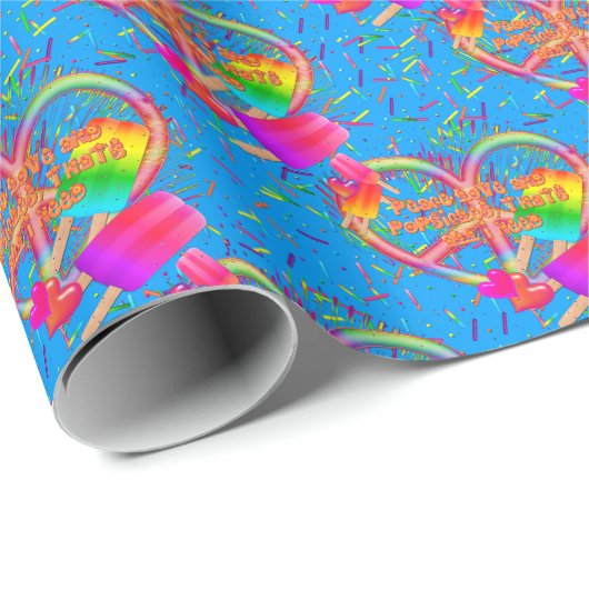 CKC-Peace, Liebe und Popsicle, Blue-Gift Wrapping Geschenkpapier (Rolleneckpunkt)
