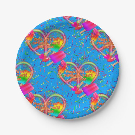 CKC-Peace, Liebe und Popsicle's, Blue Paper-Teller Pappteller (Vorderseite)