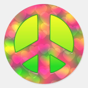 CKC-Peace Symbol 06-Round Stickers/Siegel Runder Aufkleber