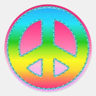 CKC-Peace Symbol 07-Round Stickers/Siegel Runder Aufkleber