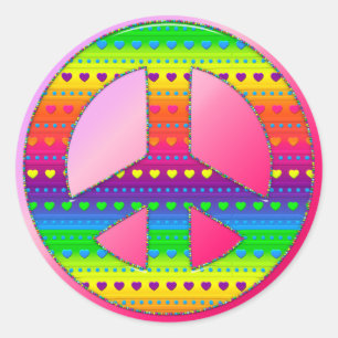 CKC-Peace Symbol 08-Round Stickers/Siegel Runder Aufkleber