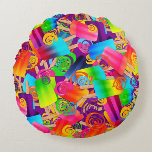 CKC Popsicle Wirbel, LILA-RUNDE-PILLOW Rundes Kissen