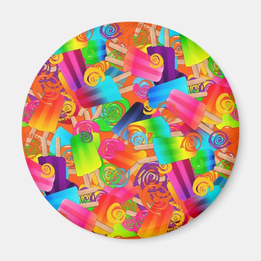 CKC Popsicle Wirbel Orange-ROUND MAGNET (Vorne)