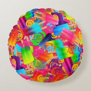 CKC Popsicle Wirbel, PINK-ROUND DURCHGEFÜHRT Rundes Kissen