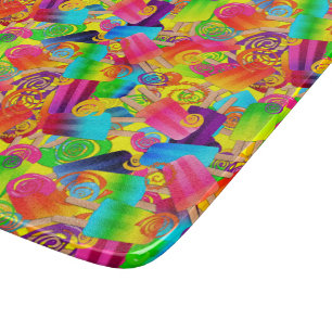 CKC Popsicle Wirbel-Yellow-6x7 Cutting Board Schneidebrett