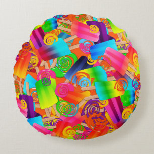 CKC Popsikel-Wirbel, Orangefarbene PILLOW Rundes Kissen