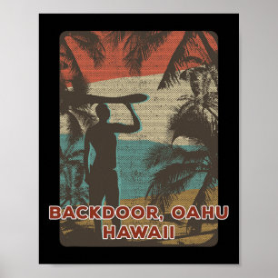 Ckdoor Oahu Hawaii Vintage Surfen Strand Kokosnuss Poster