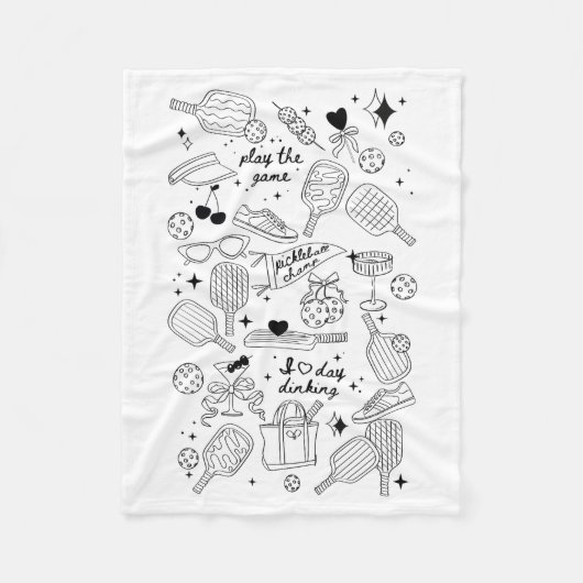 Ckleball Doodles In Black On Beige Retro Comfort C Fleecedecke (Vorderseite)