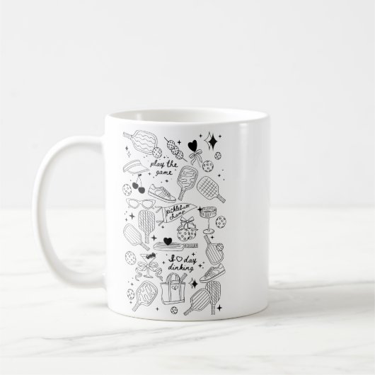 Ckleball Doodles In Black On Beige Retro Comfort C Kaffeetasse (Links)