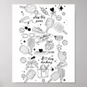 Ckleball Doodles In Black On Beige Retro Comfort C Poster (Vorne)