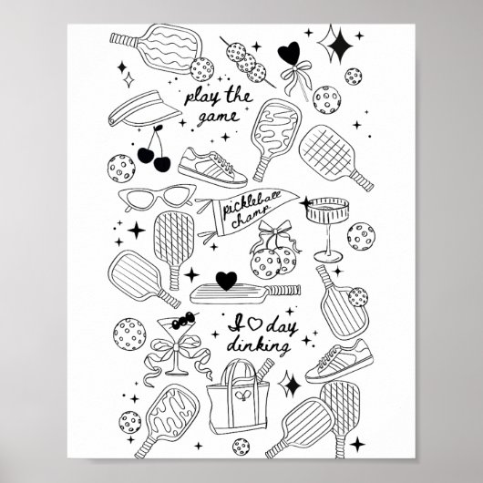 Ckleball Doodles In Black On Beige Retro Comfort C Poster (Vorne)