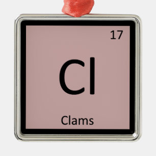 Cl - Muscheln Chemie Periodensystem Symbol Ornament Aus Metall