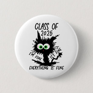 Cl of 2025 Funny Black Cat Button