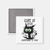 Cl of 2025 Funny Black Cat Magnet (Vorderseite/Rückseite)