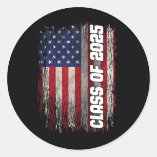 Cl of 2025 Funny Senior 2025 US-amerikanische Flag Runder Aufkleber