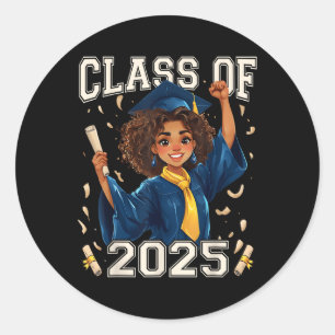 Cl of 2025 Senior Graduate Abschluss Girl Women Runder Aufkleber
