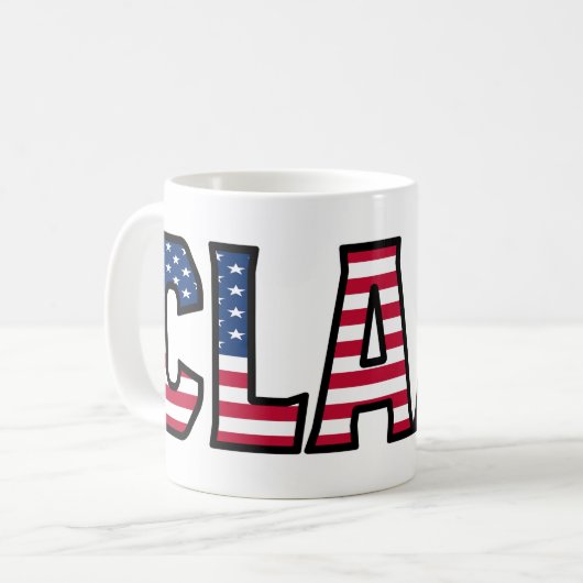Claas Name Vorname USA styled Tasse Kaffeetasse (Vorderseite Links)