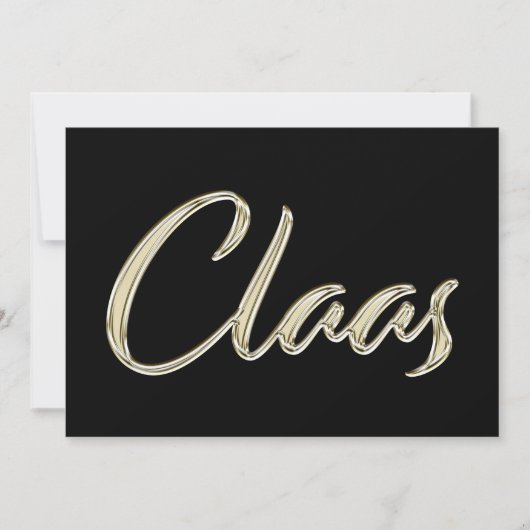 Claas Name white gold Handwriting Karte (Vorderseite)