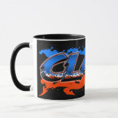 Claas Vorname Name Graffiti blue orange Tasse (Links)