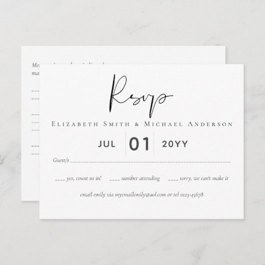 Claassic White Script UAWG MENU Budget Postkarte (Vorne/Hinten)