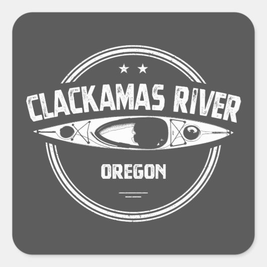 Clackamas Fluss Oregon Kayaking Quadratischer Aufkleber (Vorderseite)