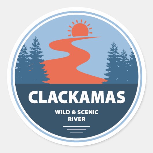 Clackamas Wild und Landschaftlicher Fluss Oregon Runder Aufkleber (Vorderseite)