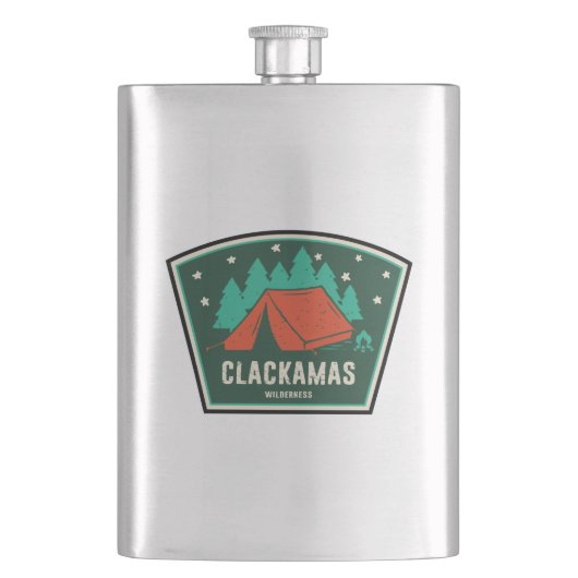 Clackamas Wilderness Oregon Camping Flachmann (Vorderseite)