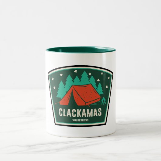 Clackamas Wilderness Oregon Camping Zweifarbige Tasse (Mittel)