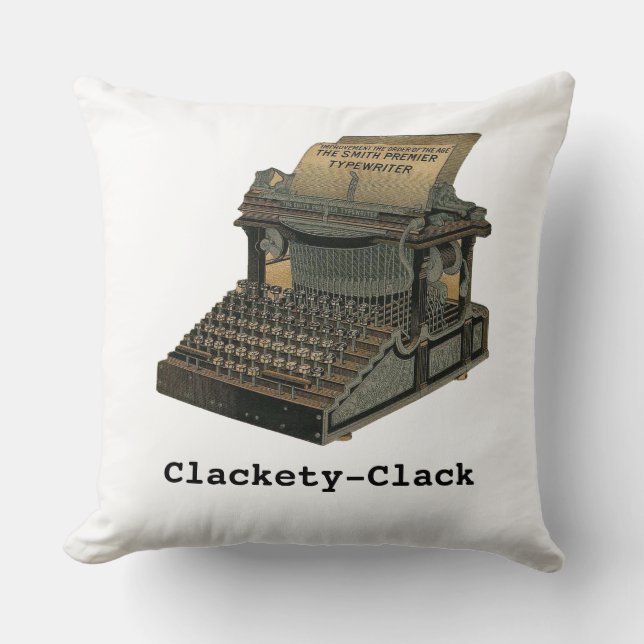 Clackety Clack Vintage Schreibmaschine Kissen (Vorderseite)