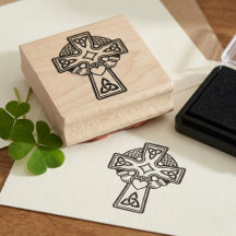 Claddagh Cross Wood Art Briefmarke