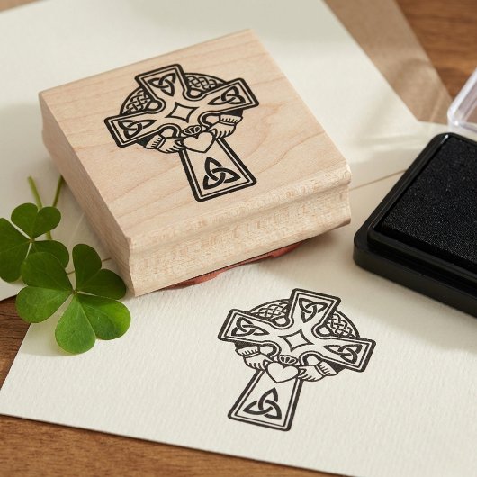 Claddagh Cross Wood Art Briefmarke Gummistempel