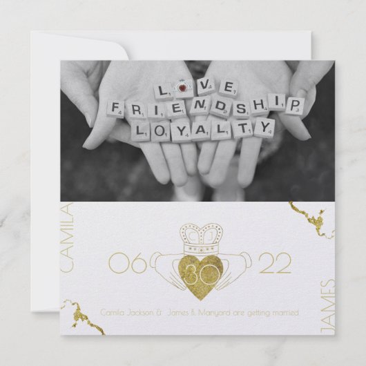 Claddagh-Gold zum Datum speichern Save The Date (Rückseite)