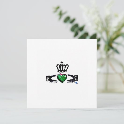 "Claddagh - Green" 2022 Dankeschön-Karte Dankeskarte (Stehend Vorderseite)