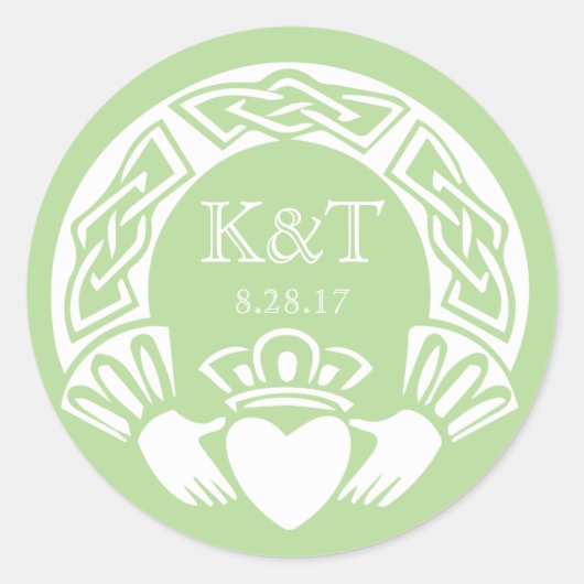 Claddagh-Initialen - Jade Runder Aufkleber (Vorderseite)