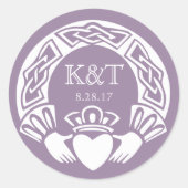 Claddagh Initials - Lilac Runder Aufkleber (Vorderseite)