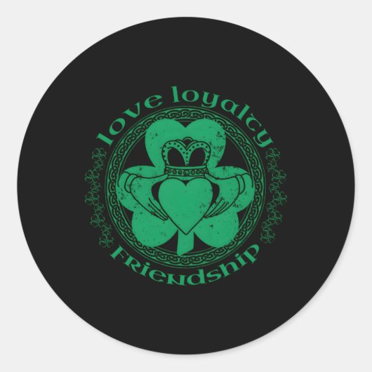 Claddagh Irish Kleeblatt St Patricks Day Runder Aufkleber (Vorderseite)